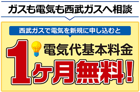 新規お申し込みで電気代基本料金１ヶ月無料